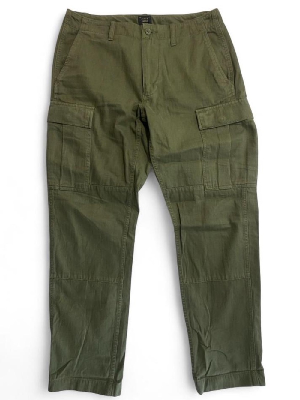 J.Crew Men's Olive Army Green Cargo Trousers Cotton Ripstop 1040 Size W31 L32